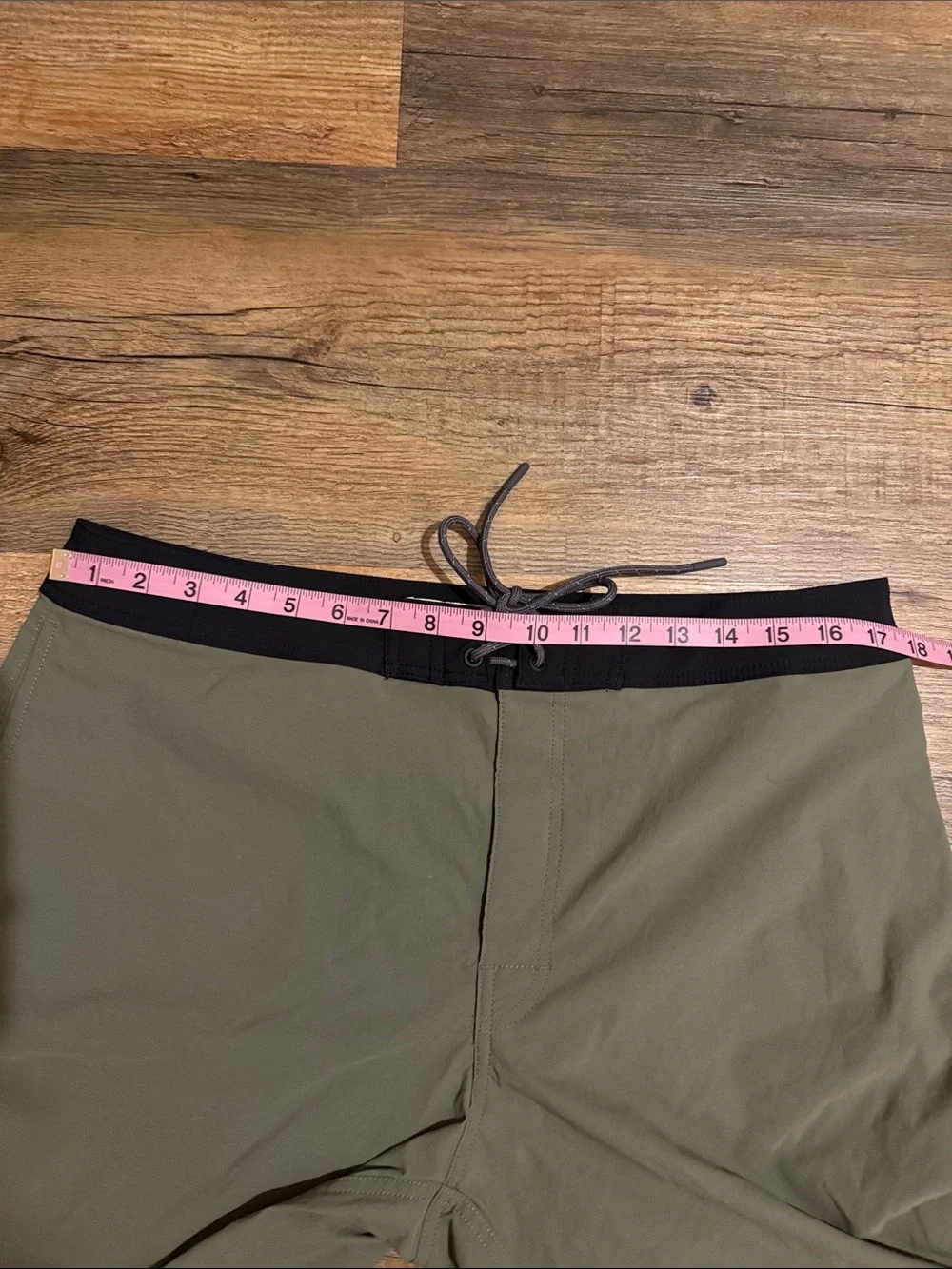 J. Crew Olive Unlined Swim Trunks with Black Waistband